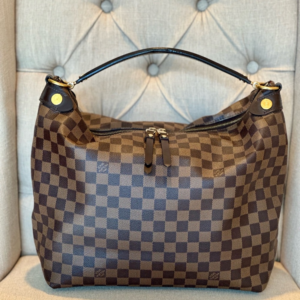 LOUIS VUITTON DUOMO DAMIER EBENE HOBO - box and dust bag included.